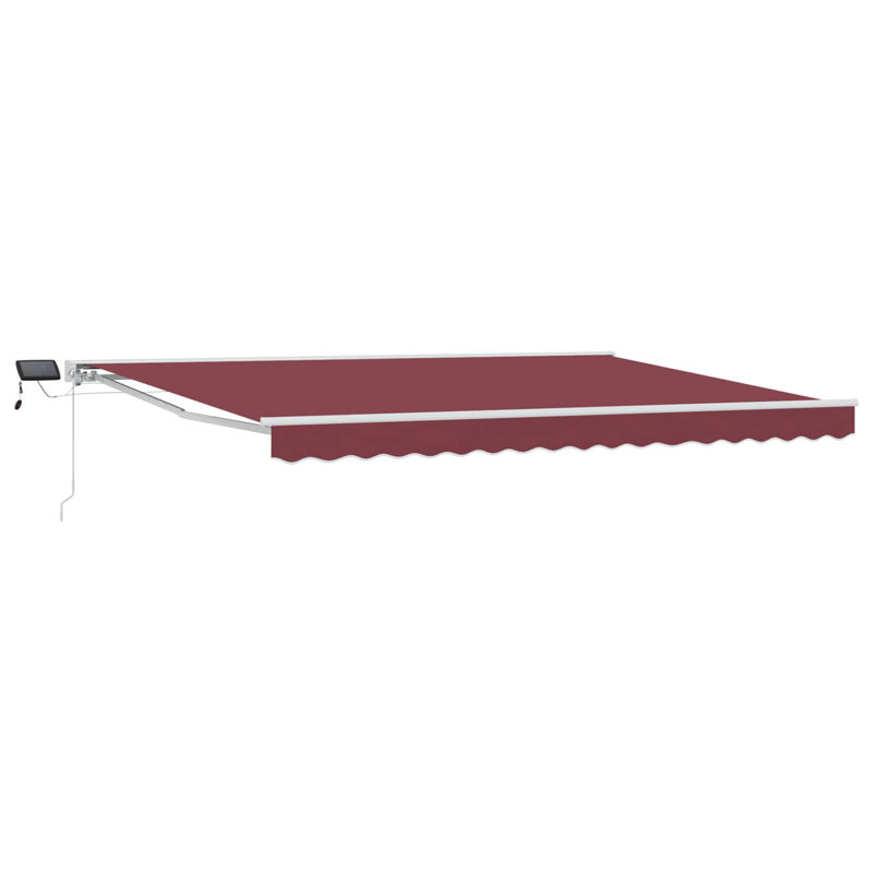 VidaXL Polyester Cover Retractable Patio Awning, Burgundy/White, Solid Color, 400cm W x 200cm D
