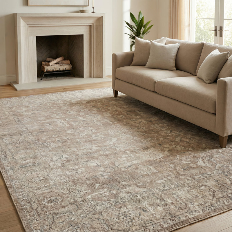 Tuscany Oriental Area Rug in Tan, Rectangle 12' x 15'