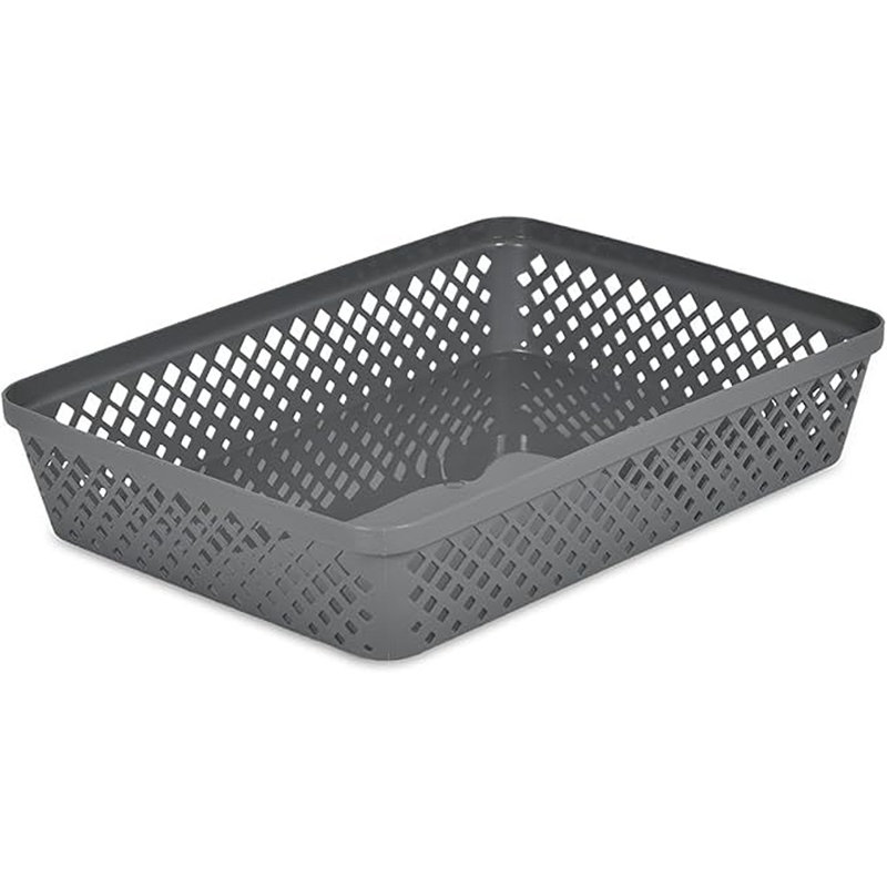 Glad Plastic Storage Basket Set - Multipurpose Drawer Trays, Kitchen Pantry Containers, And Bathroom Bins - 3 Pack Large Organizers, Grey
