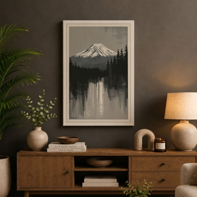 Mountain and Reflection Japandi - Wrapped Canvas