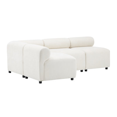 L Shaped 4 - Piece Combination Sectional, Beige Fabric, Oversized Sinuous Springs, Comfortable High Density Foam Resilience Foam, Modern Look