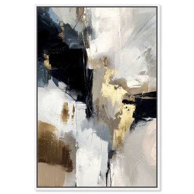 Décoration de bureau encadrée «Gilded Charcoal IV» par Art Remedy, cadre blanc, 36 x 54