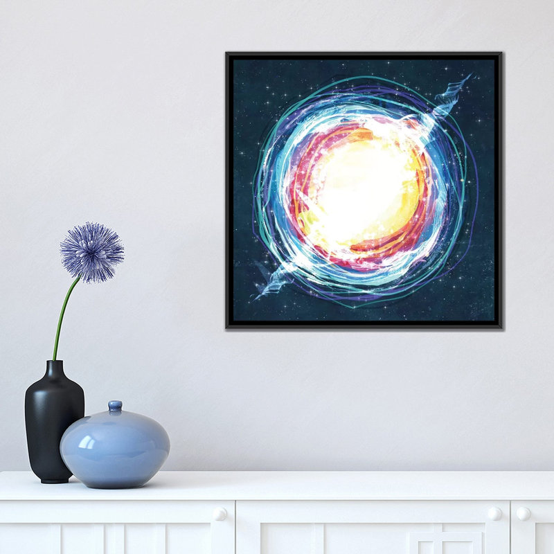 « lustre supernova », impression sur toile tendue, H 18 po x l 18 po x P 1,5 po, Toile avec cadre noir, Pas de tapis