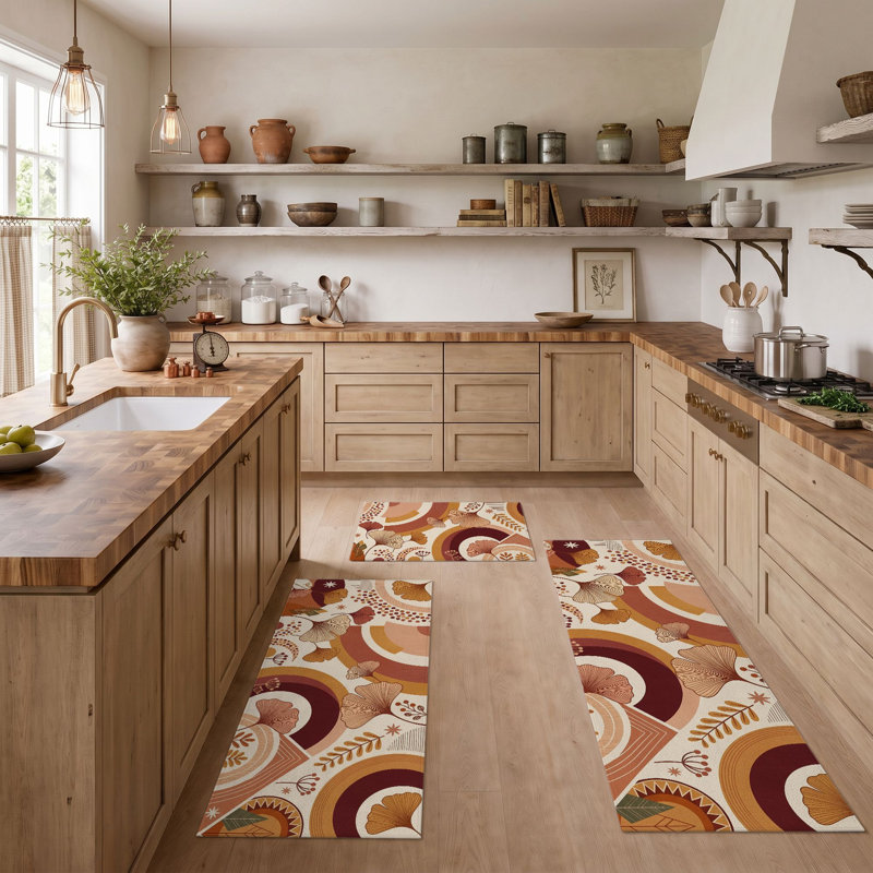 Tapis de cuisine lavables antidérapants Retro Swirls