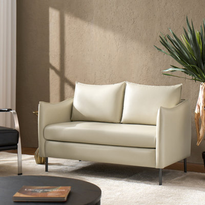 Paolo Modern 53" Upholstered Leather Loveseat