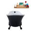 Baignoire de trempage sur pieds en acrylique 55 "avec bonde, pattes et plateau en bambou Streamline-66366770-76109887