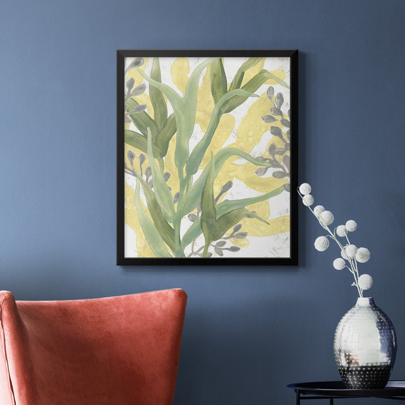 Toile encadrée de qualité supérieure Sea Grass Fresco II - prête à être accrochée, Noir, H 20 po x l 16 po