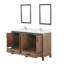 60 po L x P 22 po Meuble-lavabo rustique pour salle de bain avec comptoir en quartz blanc et miroirs - sections à fermeture en douceur, teinture pour griffes, deux armoires de rangement pour salle de bain double de 60 po avec composants de 22 po-2064328391