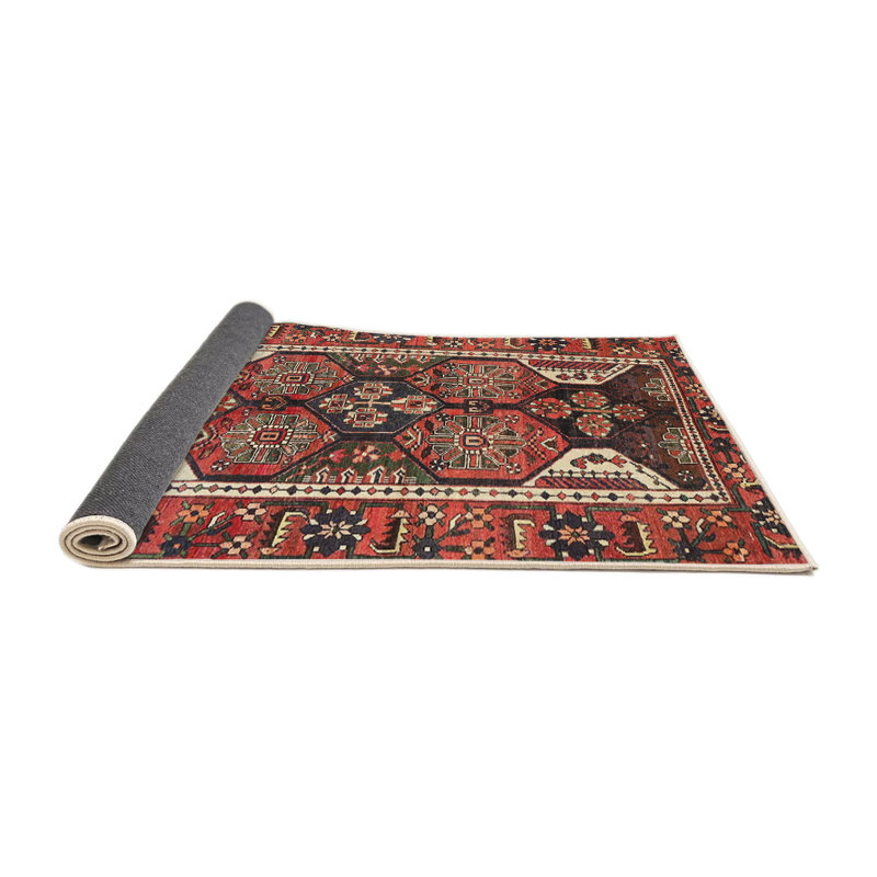 Tapis traditionnel rouge / noir, Rond 4 pi