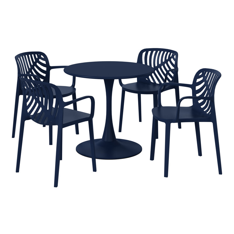 Ensemble repas extérieur pour 4 personnes, H 29 po x l 31,5 po x P 31,5 po, Marine, 4