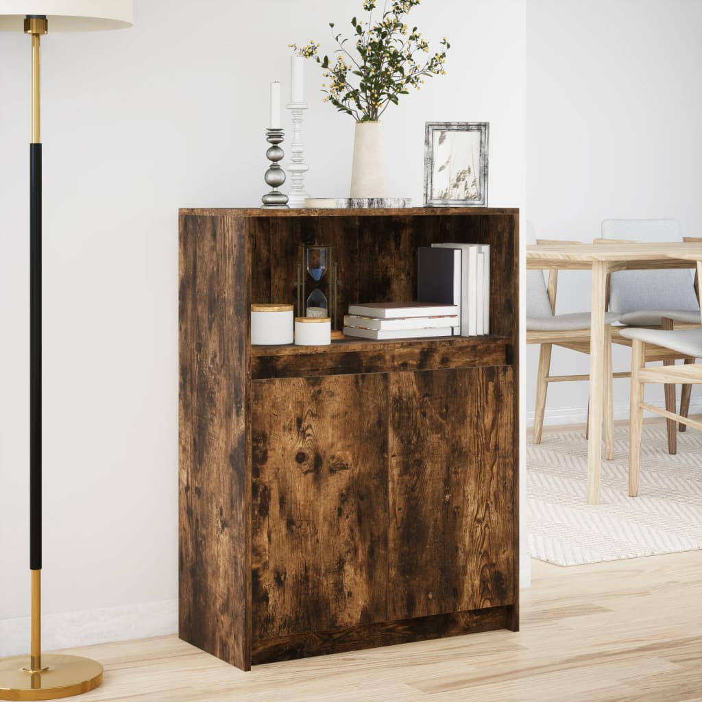 Vidaxl Sideboard Mit LED Schwarz 72X34x100 Cm Holzwerkstoff