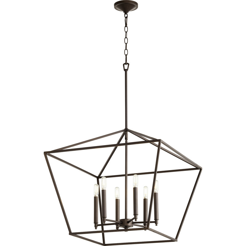 Arletta 6 - Light Dimmable Lantern Chandelier, Oiled Bronze