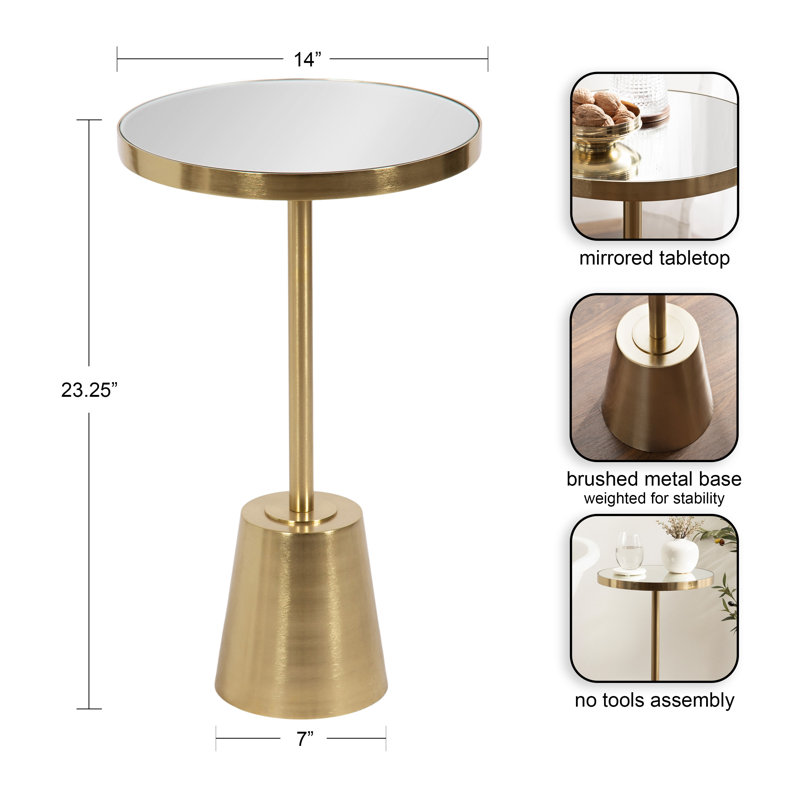 Hardeman Genuine Marble Pedestal End Table, Gold