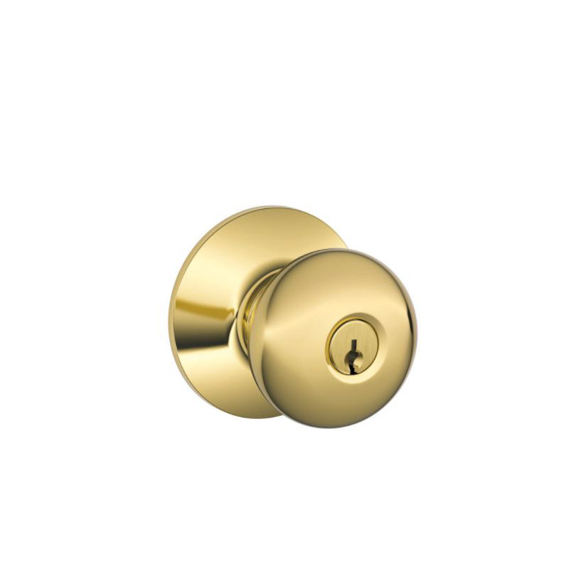 Plymouth F Series Keyed Entry Knobset with Round Rosette, Lifetime Brass
