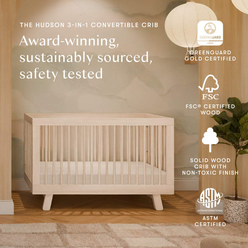 Hudson 3-in-1 Convertible Crib, Washed Natural