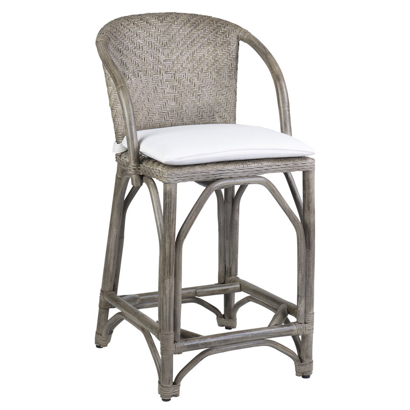 Tabouret de comptoir rembourré et tissé à la main, Tabouret de comptoir (siège d'une hauteur de 24 p, Gris