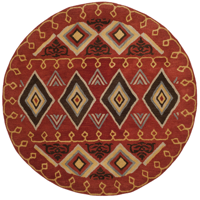 Boyd Hand Tufted Wool Geometric Rug, Round 8'