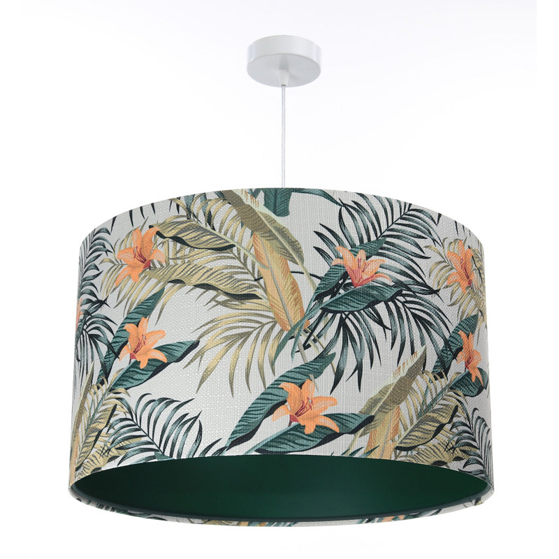 1 - Light Green Drum Pendant, 117cm H x 60cm W x 60cm D