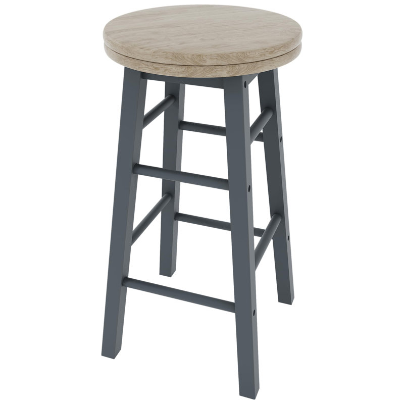Swivel Solid Wood Counter Stool, Natural Seat/Grey Frame