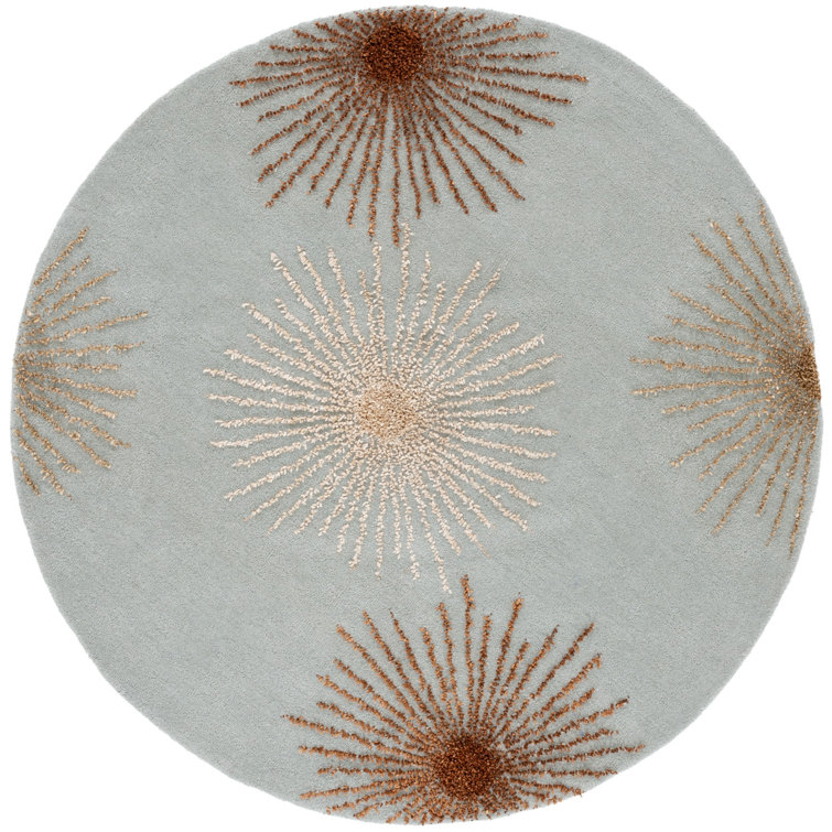 Tapis bleu à motif abstrait touffeté à la main Amberjack