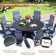9 Pieces Patio dining set with 60" Round Dining Table and 8 Textilene Swivel Chairs