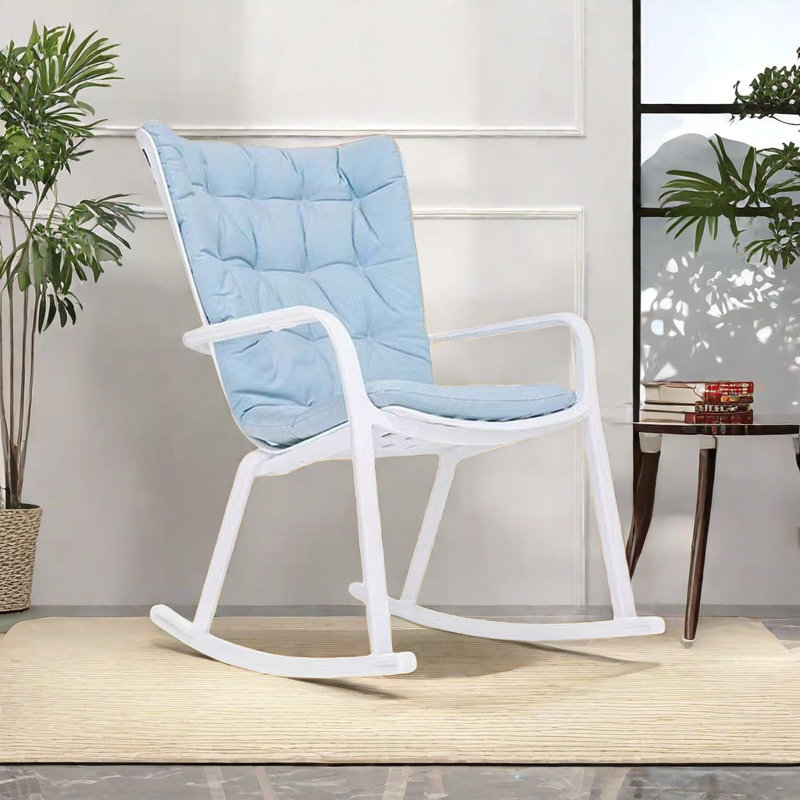 Chaise berçante de style italien, Bleu, Blanc
