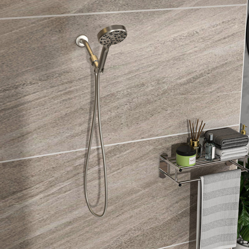 Brushed Nickel Adjustable Shower - 8 Settings, 4.7" Head, 59" Hose Transform Your 8 In Stainless Steel Upgrade Showering Comfort