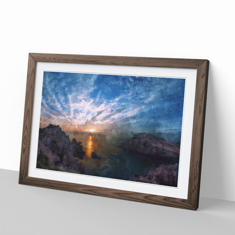 Beautiful Sunrise - Picture Frame Painting, 48cm H x 65cm W x 2cm D, Walnut Framed
