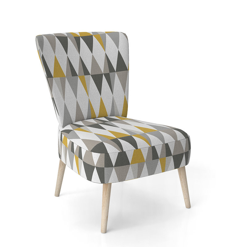 Upholstered Floral Side Chair - Modern floral Accent Chair, Geometric Blue Polyester Blend 2