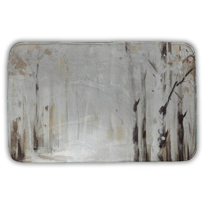 Winter forest Bath Mat with Non-Slip Backing - Quick Dry Memory Foam Bathroom Rug - Absorbent - Modern Plush Spa-Style - Machine Washable