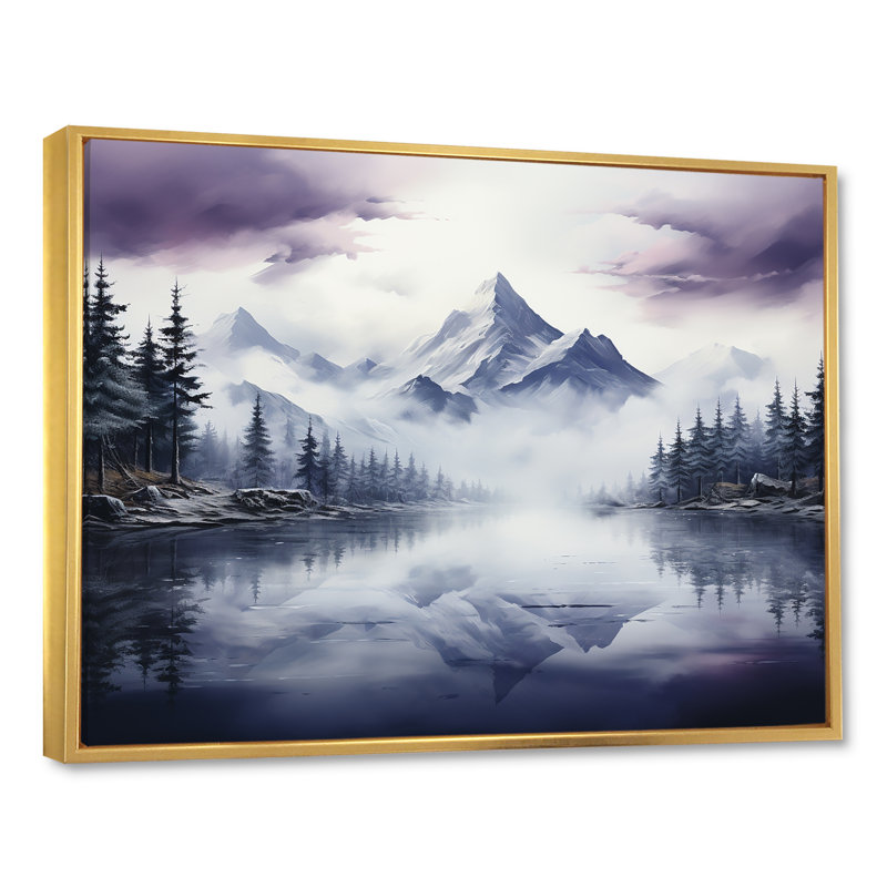 Snowy Mountain Peak III sur toile, H 24 po x l 32 po x P 1 po, Cadre flottant doré