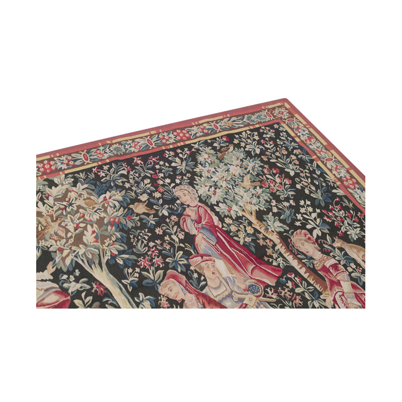 Hand-Knotted High-Quality Black and Rose Area Rug