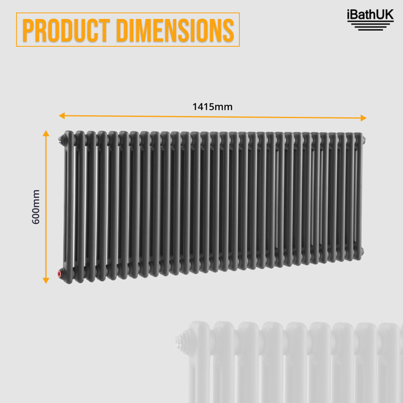 iBathUK Anthracite Radiator-Grey, 2, 600cm H x 1415cm W x 70cm D