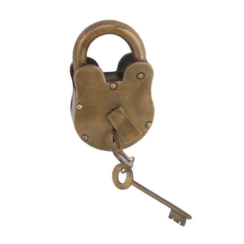 Dominick Lock And Key, Brass, 6.2" H x 3.75" W x 1.55" D
