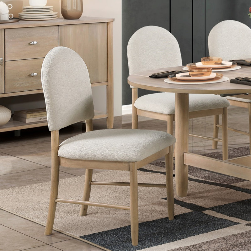 Ensemble de 2 chaises d'appoint Neka, polyester beige, bois brun naturel