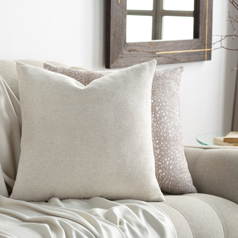Housse de coussin Arlington, 18" x 18", Polyester / bourre de polyester, Crème, crème