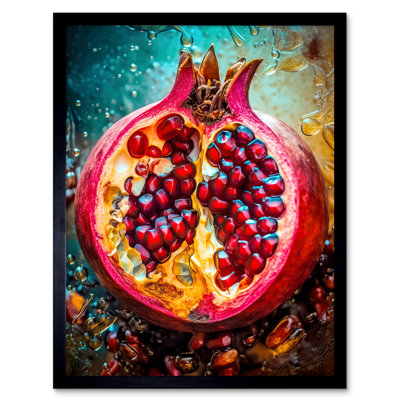 Isenbert Sliced Pomegranate Fruit Photorealistic Painting - Single Picture Frame Print