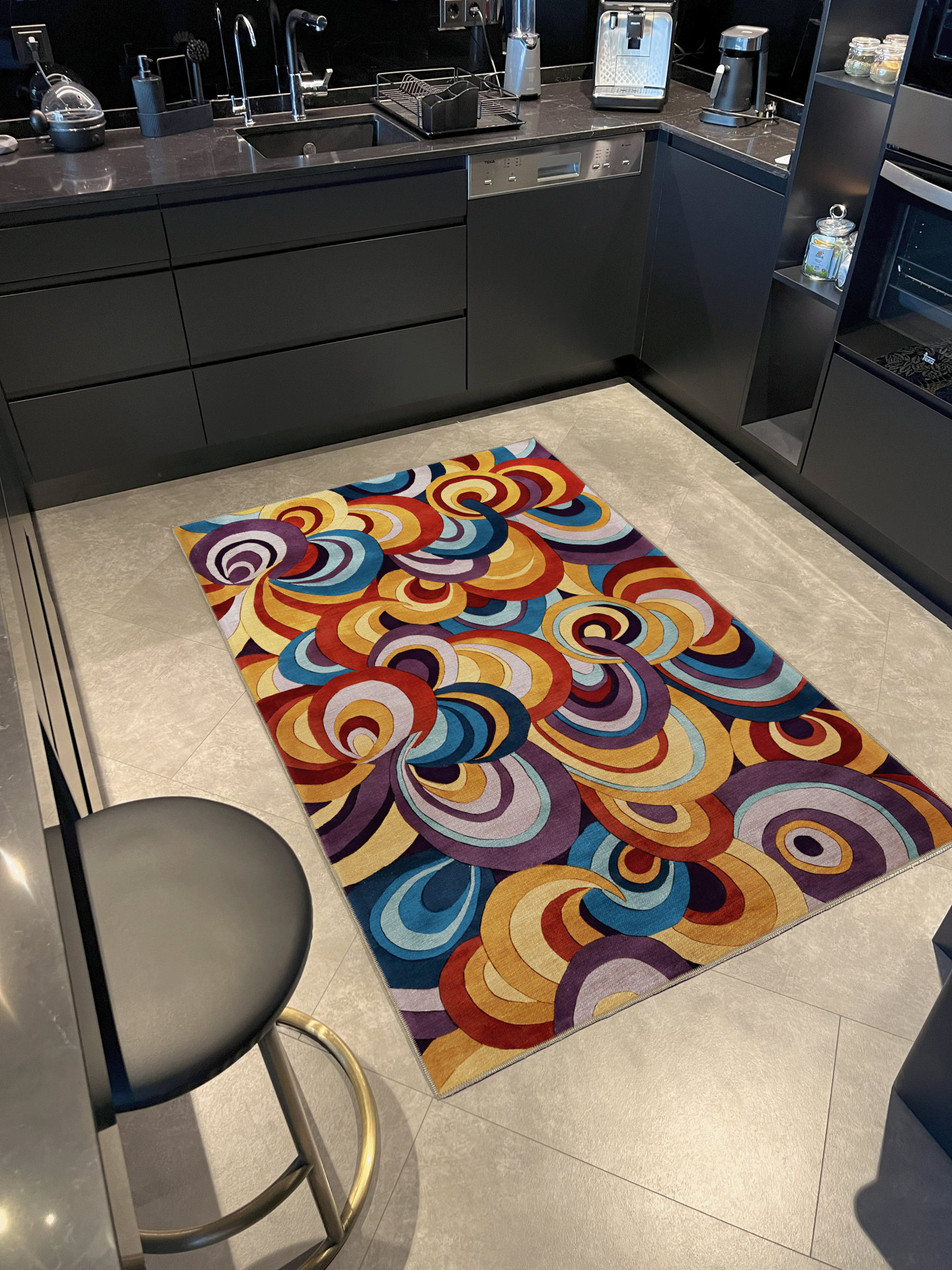 Orren Ellis Multi-Colored Surrealist Mixed Spiral Shape Patterned ...