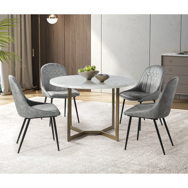Ensemble repas pour 4 personnes Asiel, Blanc / gris, Gris/noir