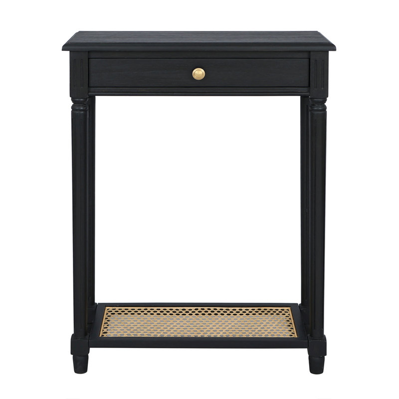 Carterlee Console Table w/ Drawer and Cane Shelf, Black