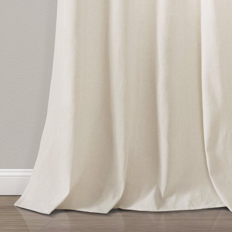 Cotton Blend Sheer Curtain Pair, Linen