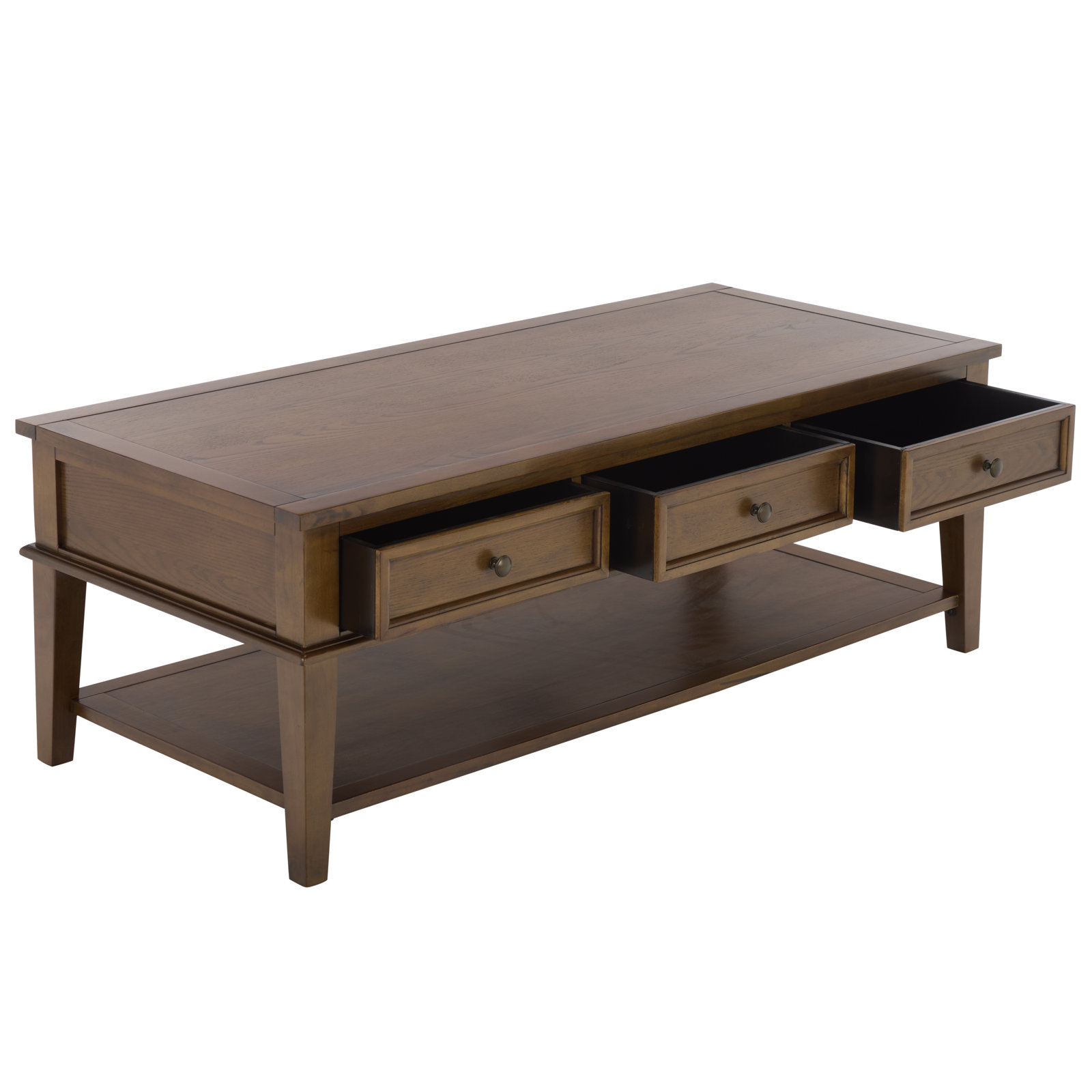 Samira Single Coffee Table with Storage, Medium Oak