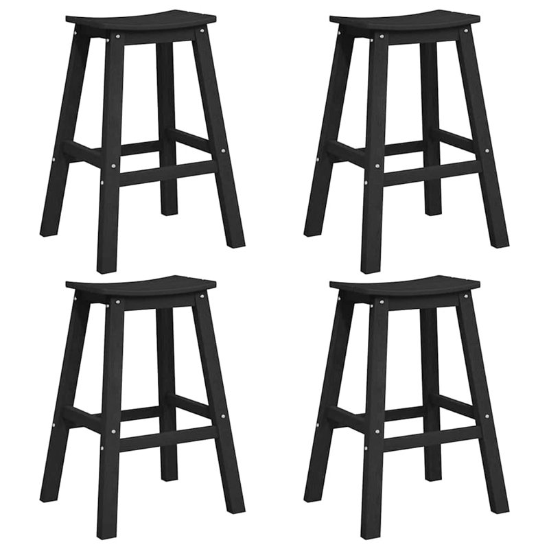 Garden Bar Set HDPE Outdoor Furniture Terrace Patio Modern Pieces Deck, Black