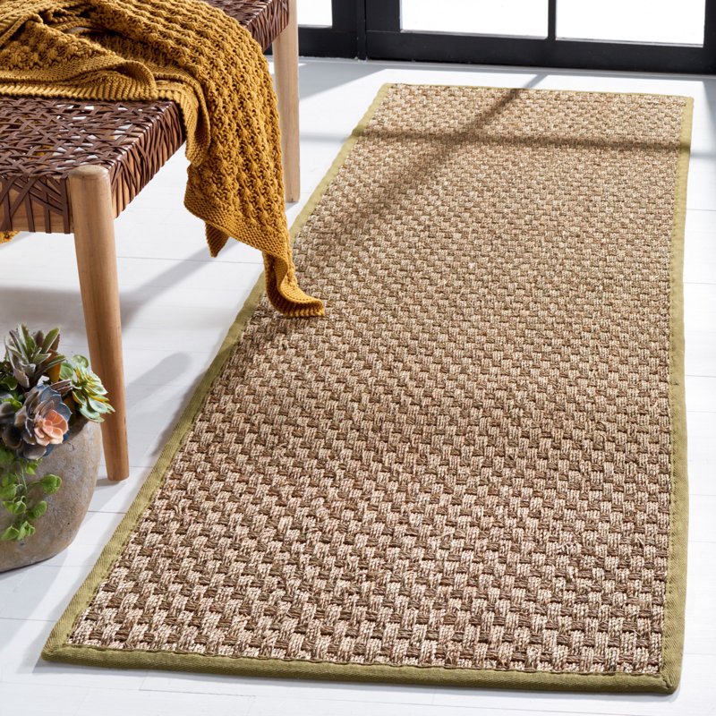Tapis naturel / olive en lattes de bambou / olive, Tapis de couloir 2 pi 6 po x 8 pi