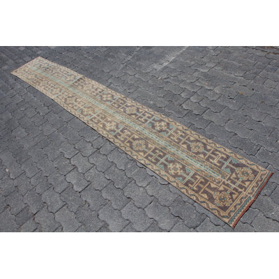 Tapis rétro turc Anatolian Oushak - Tapis de couloir beige