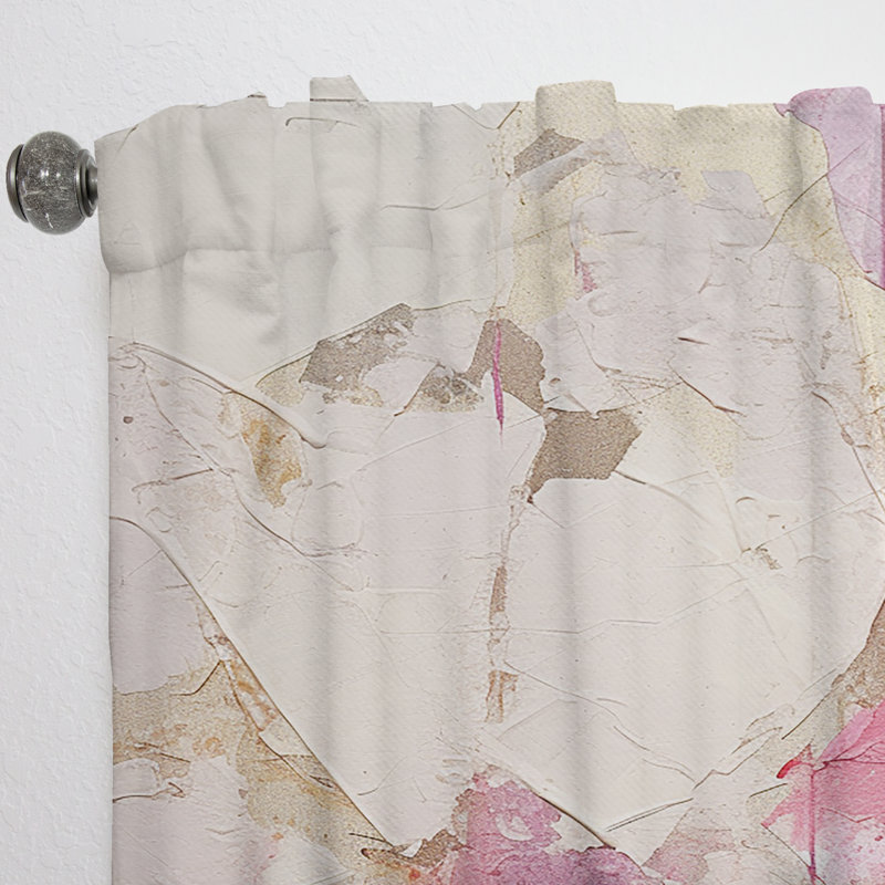 Gold And Pink Minimal Abstract River III - Fuchsia Floral Velvet Room Darkening Curtain - 1 Panels, 52" W x 63" L