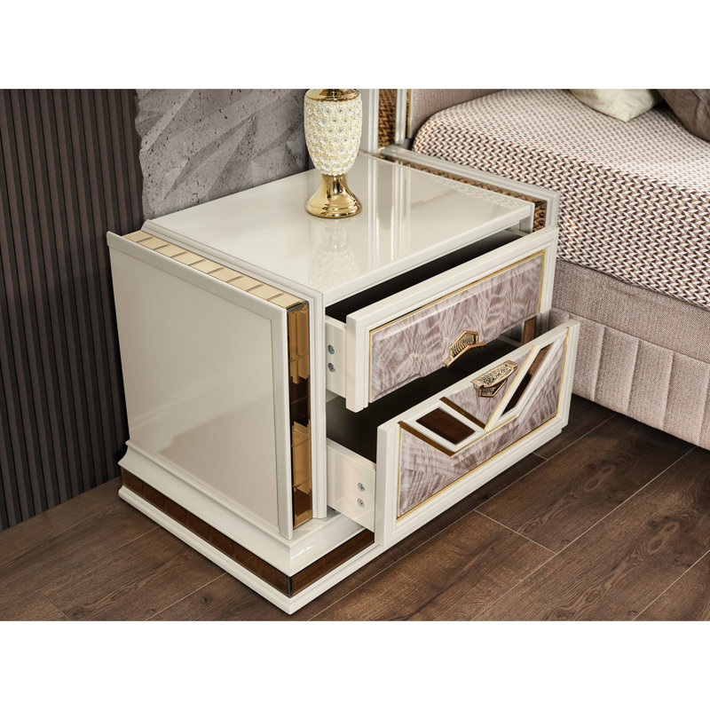 Élégante table de chevet beige Gluck