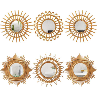 6 miroirs décoratifs - Petits miroirs circulaires pour l'art mural - Or, classique