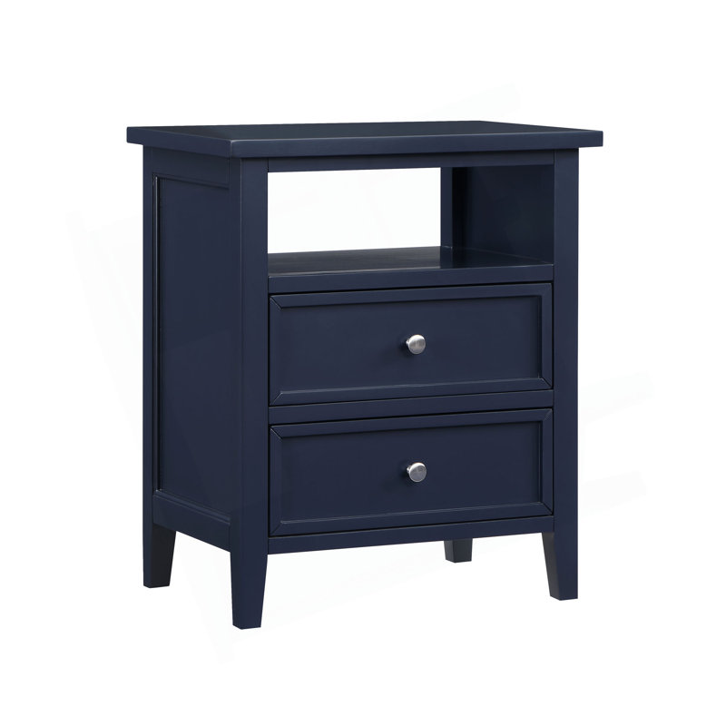 Weston 2 Drawer Nightstand, Dark Blue