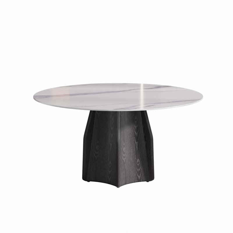 Round Marble Dining Table(Dining Table Only), 29.53"H x 59.05"L x 59.05"W, White
